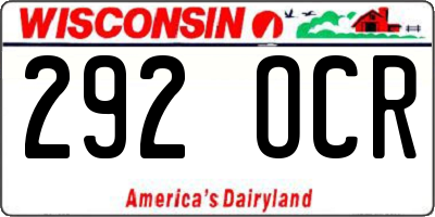 WI license plate 292OCR