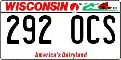WI license plate 292OCS