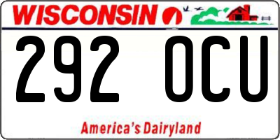 WI license plate 292OCU