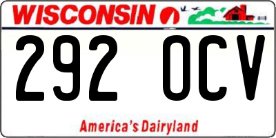 WI license plate 292OCV