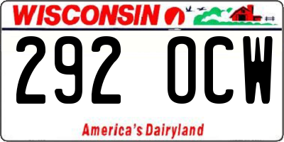 WI license plate 292OCW