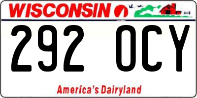 WI license plate 292OCY