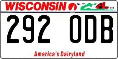 WI license plate 292ODB