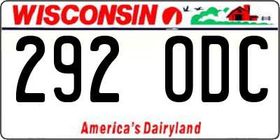 WI license plate 292ODC