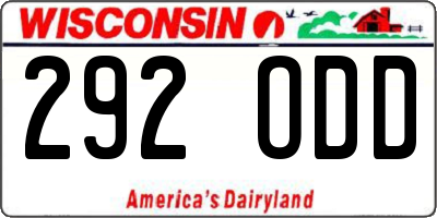 WI license plate 292ODD