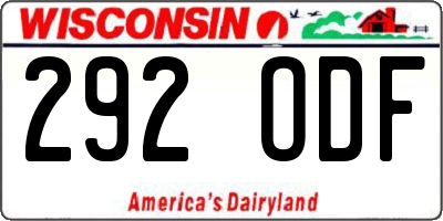 WI license plate 292ODF