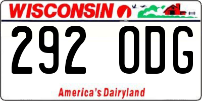 WI license plate 292ODG