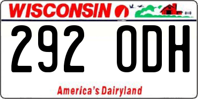 WI license plate 292ODH