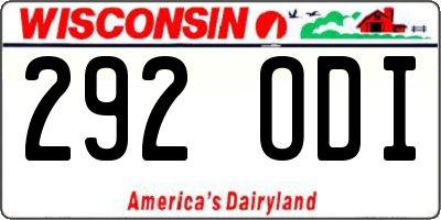 WI license plate 292ODI