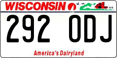 WI license plate 292ODJ