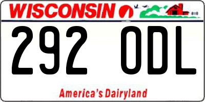 WI license plate 292ODL