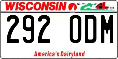 WI license plate 292ODM