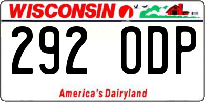 WI license plate 292ODP