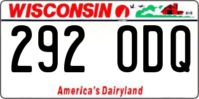 WI license plate 292ODQ