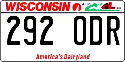 WI license plate 292ODR