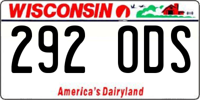 WI license plate 292ODS