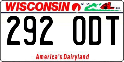 WI license plate 292ODT
