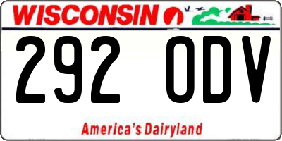 WI license plate 292ODV