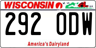 WI license plate 292ODW