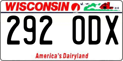 WI license plate 292ODX