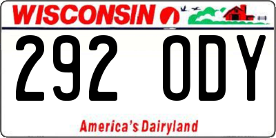 WI license plate 292ODY
