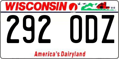 WI license plate 292ODZ