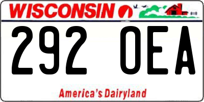 WI license plate 292OEA