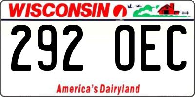 WI license plate 292OEC