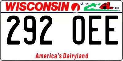WI license plate 292OEE