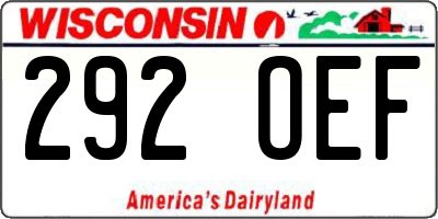 WI license plate 292OEF