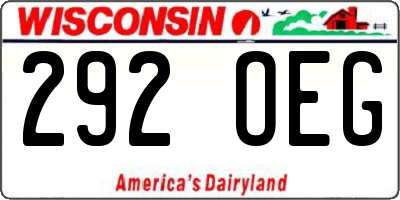 WI license plate 292OEG