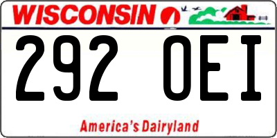 WI license plate 292OEI