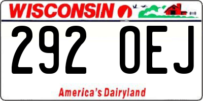 WI license plate 292OEJ