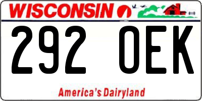 WI license plate 292OEK
