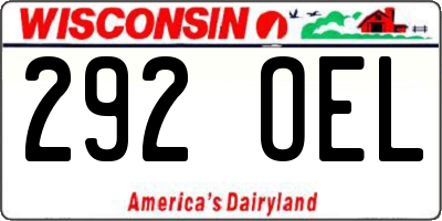 WI license plate 292OEL