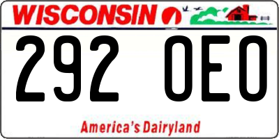 WI license plate 292OEO