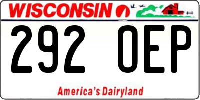 WI license plate 292OEP