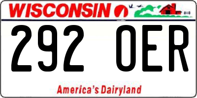 WI license plate 292OER