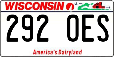 WI license plate 292OES