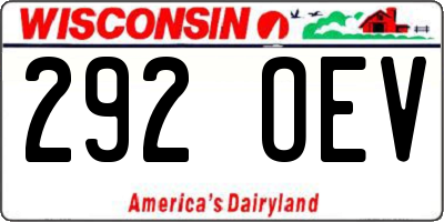 WI license plate 292OEV