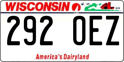 WI license plate 292OEZ