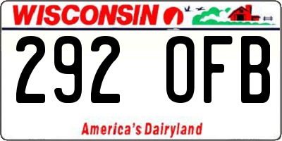 WI license plate 292OFB