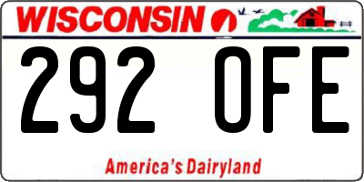WI license plate 292OFE