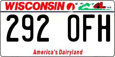 WI license plate 292OFH