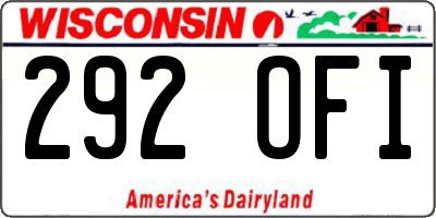 WI license plate 292OFI
