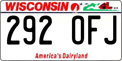 WI license plate 292OFJ