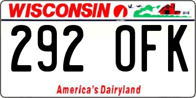 WI license plate 292OFK