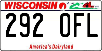 WI license plate 292OFL