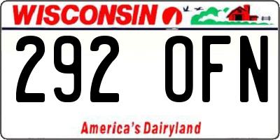 WI license plate 292OFN