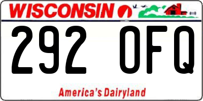 WI license plate 292OFQ